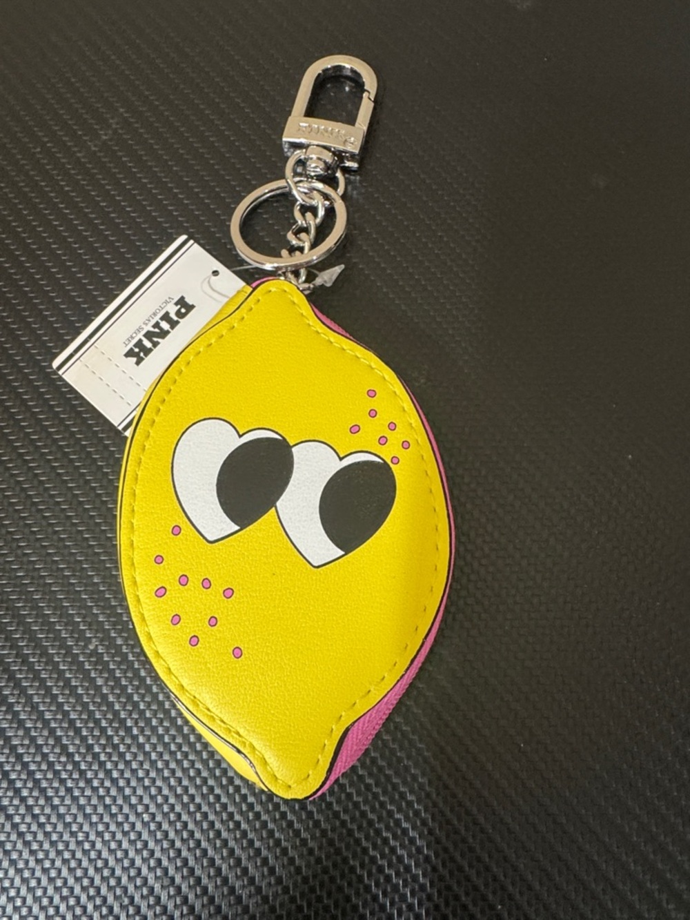 PINK Victoria's Secret Yellow & Pink Lemon Keychain Coin Purse - Picture 2 of 3